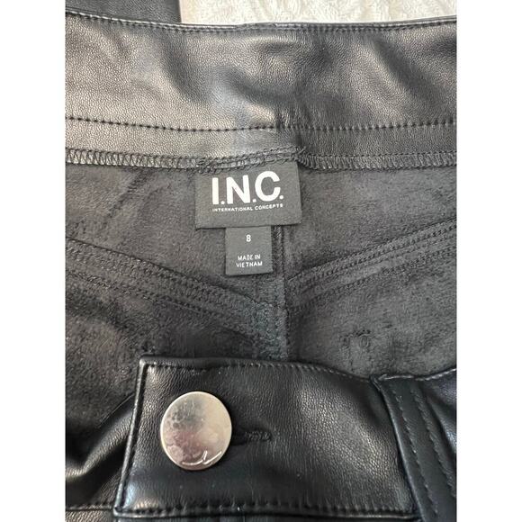 INC Women’s Faux-Leather Straight-Leg Pants Black Mob wife Matrix Vamp Size 8 - Picture 5 of 10